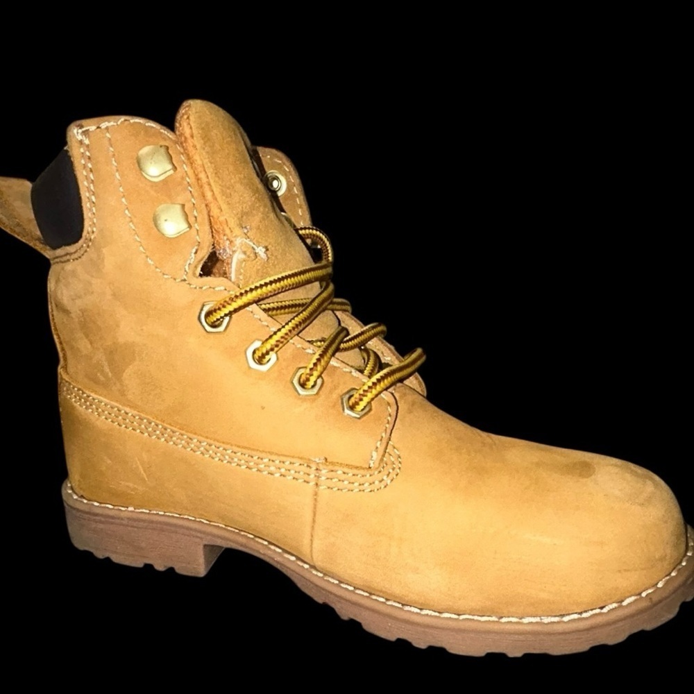 CRAFTSMAN BOYS “work” hiking BOOTS SIZE 4 BROWN/ TAN - Picture 3 of 16